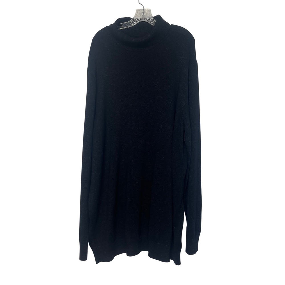 Shaquille O'Neal Sweater Mens 3XLT Black Gold New Lurex Mock Neck Shimmer Knit